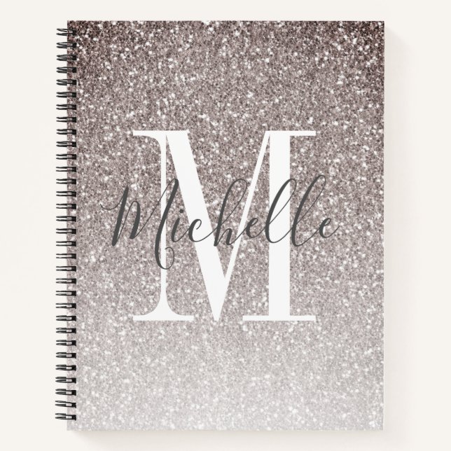 Carnet Fille Script Gris Parties scintillant Étincelles N (Devant)