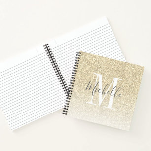 Carnet Fille Script Parties scintillant Or Étincelles Nom