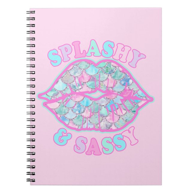 Carnet Fille Splashy & Sassy Rose Turquoise Mermaid Kiss (Devant)