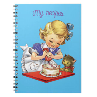 Carnet Fille vintage personnalisée cuire un gâteau