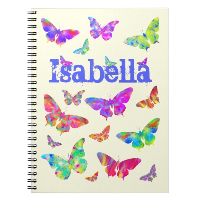 Carnet Filles Art psychédélique coloré Papillon Isabella (Devant)