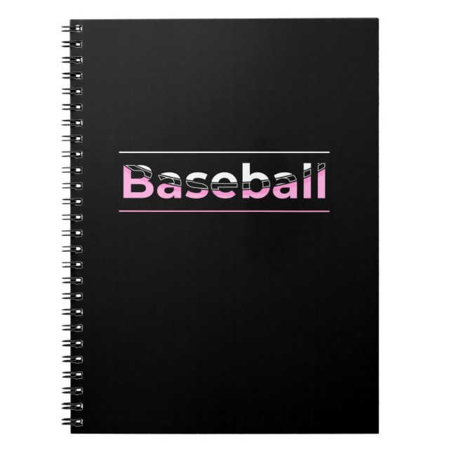 Carnet Filles Baseball - Typographie Géométrique Rose (Devant)