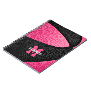 Carnet filles de basketball noir rose monogrammed
