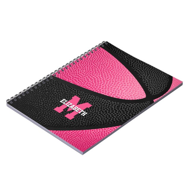 Carnet filles de basketball noir rose monogrammed (Côté gauche)