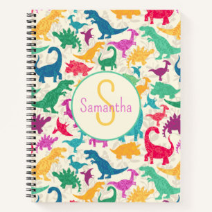 Carnet Filles de silhouette de dinosaure floral féminin