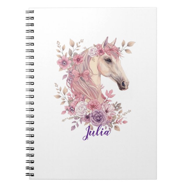 Carnet Filles Jolis Poneys Floral Pastel Cheval (Devant)