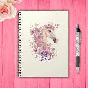 Carnet Filles Jolis Poneys Floral Pastel Cheval