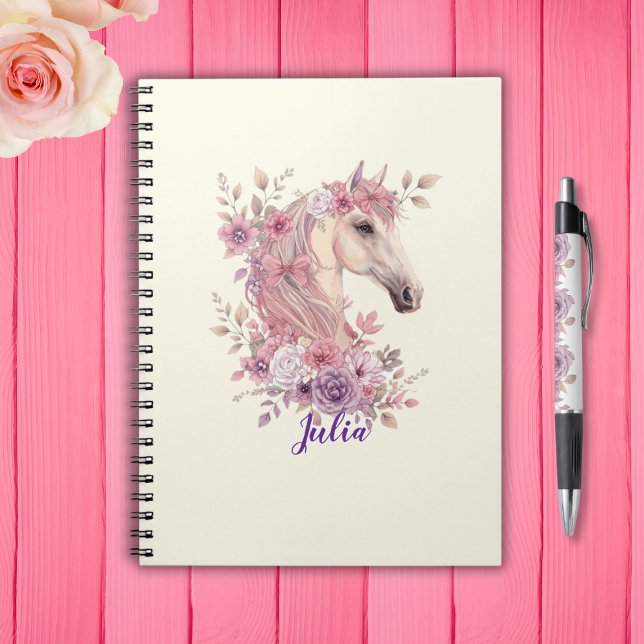 Carnet Filles Jolis Poneys Floral Pastel Cheval (Créateur téléchargé)