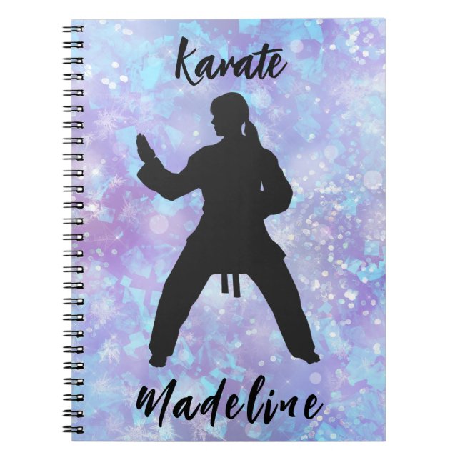 Carnet Filles Karate Blue Purple Personnalisé (Devant)