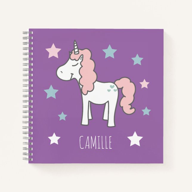 Carnet Filles Mignon Magique Licorne Violette École Enfan (Devant)