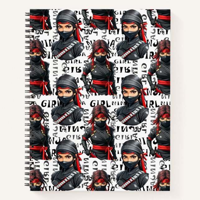 Carnet Filles Ninja Anime avec motif de texte Design (Devant)