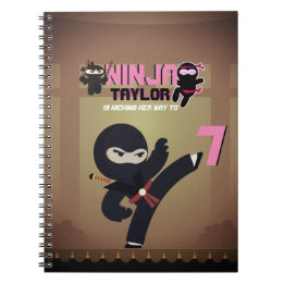 Carnet Filles NINJA Kicking it Karate Warrior rose Black