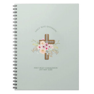 Carnet Filles Première Sainte Communion Croix Florale Cus