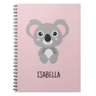 Carnet Filles roses Koala Nom personnalisé