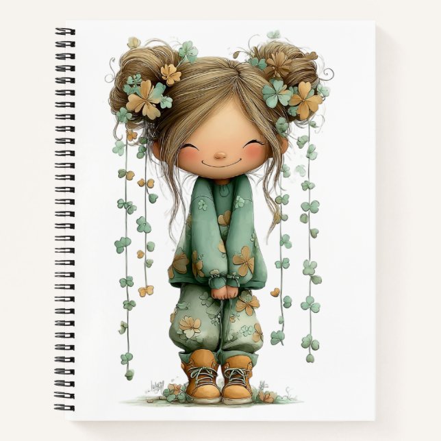 CARNET FILLETTE ADORABLE HABILLÉE EN VERT (Devant)