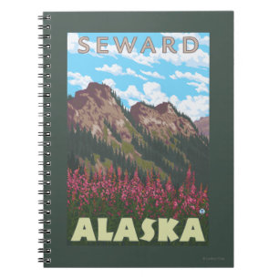Carnet Fireweed et montagnes - Seward, Alaska