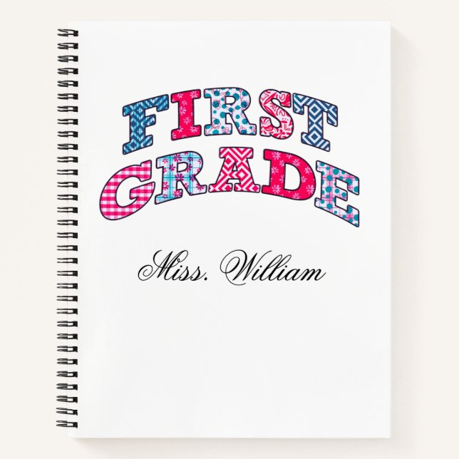 Carnet First Grade Teacher  Personalized Spir (Devant)