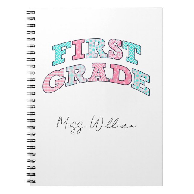 Carnet First Grade Teacher  Personalized Spiral (Devant)