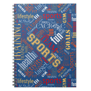 Carnet Fitness Word Cloud Rouge/Blanc ID284