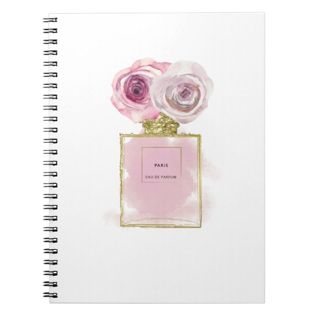 Carnet Flacon de parfum Floral Fashion Roses roses or Gla (Devant)