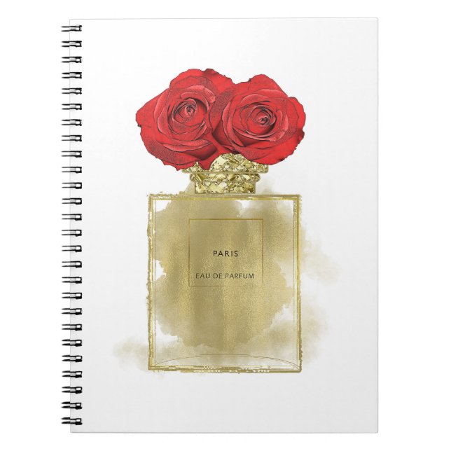 Carnet Flacon de parfum Floral Fashion Roses rouges Glamo (Devant)