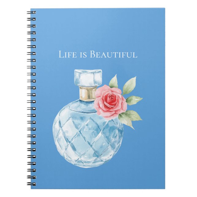 Carnet Flacon de parfum rose bleu aqua blanc (Devant)