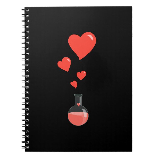 Carnet Flacon noir de coeur Saint-Valentin Geek (Devant)