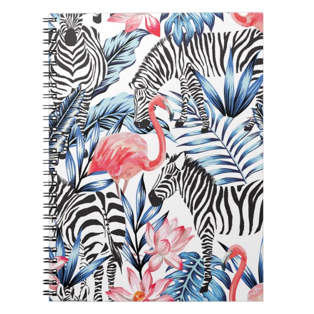 Carnet Flair tropical : Flamant rose Zebra Paradise (Devant)