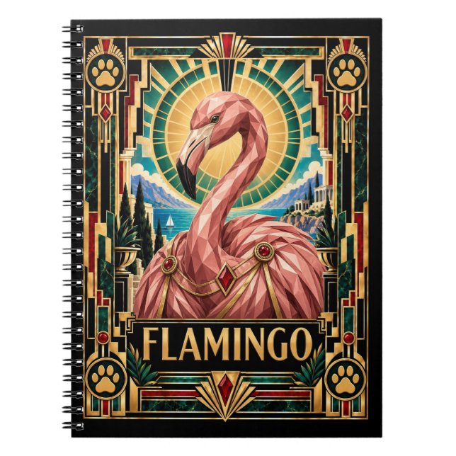 Carnet Flamant, faune Art déco (Devant)