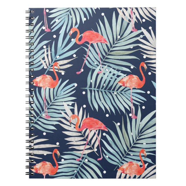 Carnet Flamant rose Aquarelle : Pink Tropical Elegance. (Devant)