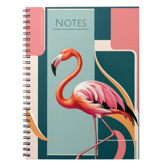 Carnet Flamant rose Art déco (Devant)