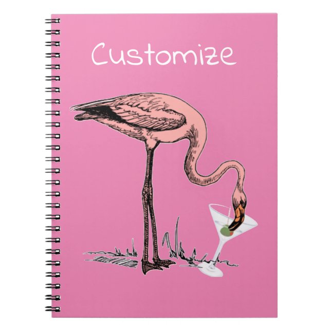 Carnet Flamant rose Boire Martini Thunder_Cove (Devant)