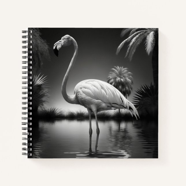 Carnet Flamant rose dans une piscine (Devant)