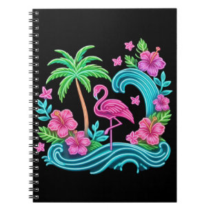 Carnet Flamant rose de néon tropical