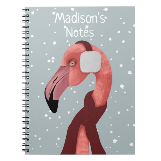 Carnet Flamant rose D'Hiver Whimsical Et Cosy Avec Écharp (Devant)