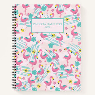 Carnet Flamant rose drôle mignon rose Blush Tropical Moti