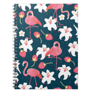 Carnet Flamant rose et Lilies Tropical vintage sans coutu