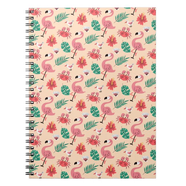 Carnet Flamant Rose Été Motif Tropical (Devant)