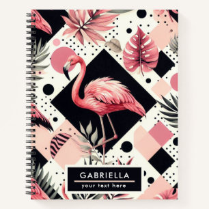 Carnet Flamant rose mignon géométrique