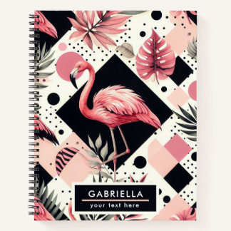 Carnet Flamant rose mignon géométrique