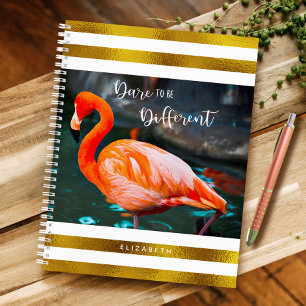 Carnet Flamant rose Or Blancs Oser Être Différent