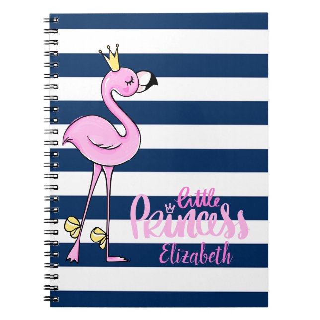 Carnet Flamant rose rose, Bleu Marine, Petite Princesse (Devant)