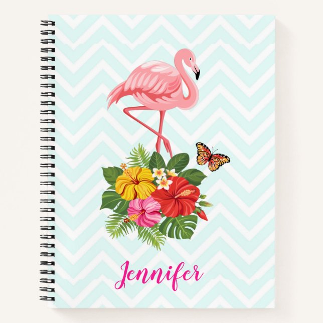 Carnet Flamant rose rose & Hibiscus Tropical Fancy (Devant)
