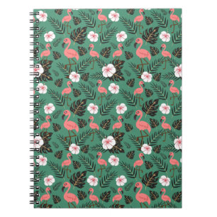 Carnet Flamant rose rose motif transparent sur arrière - 