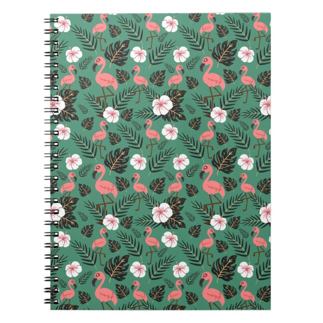 Carnet Flamant rose rose motif transparent sur arrière -  (Devant)