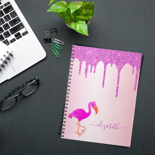 Carnet Flamant rose rose or violet parties scintillant go
