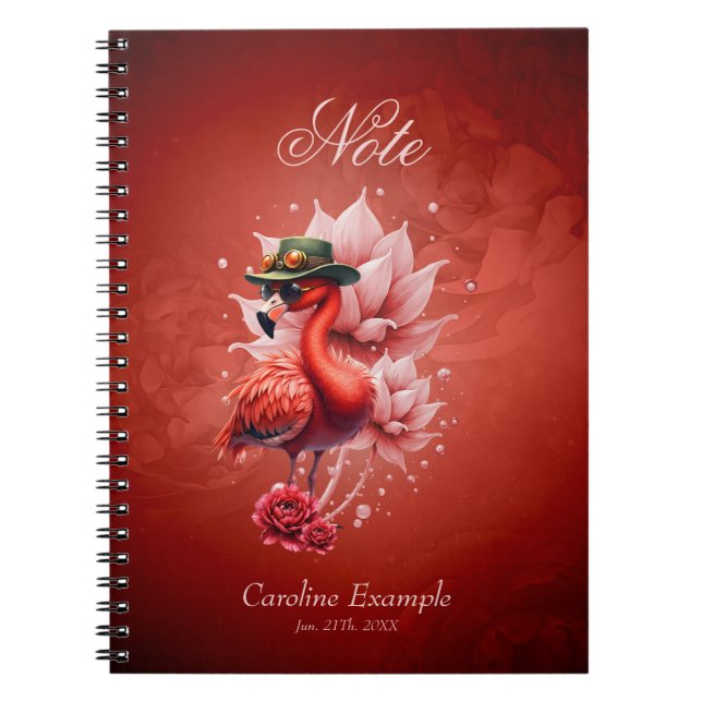 Carnet Flamant rose Steampunk - Imaginaire Digital Artwor (Devant)