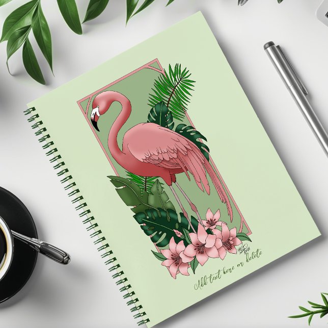 Carnet Flamant Rose Tropical Feuilles de Palmier Vert Lys (Créateur téléchargé)