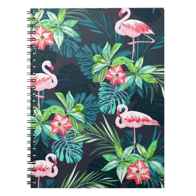 Carnet Flamant rose tropical : Fleurs d'été Motif (Devant)