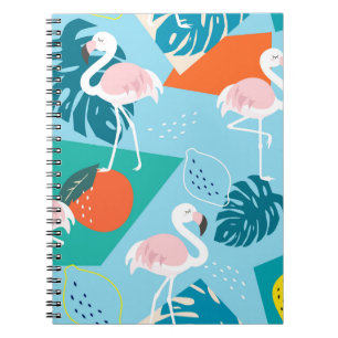 Carnet Flamant rose Tropical, Motif Vintage tendance.